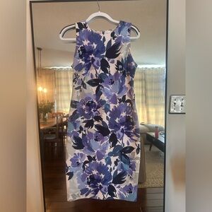 Vince Camuto Purple and White Floral Midi Dress